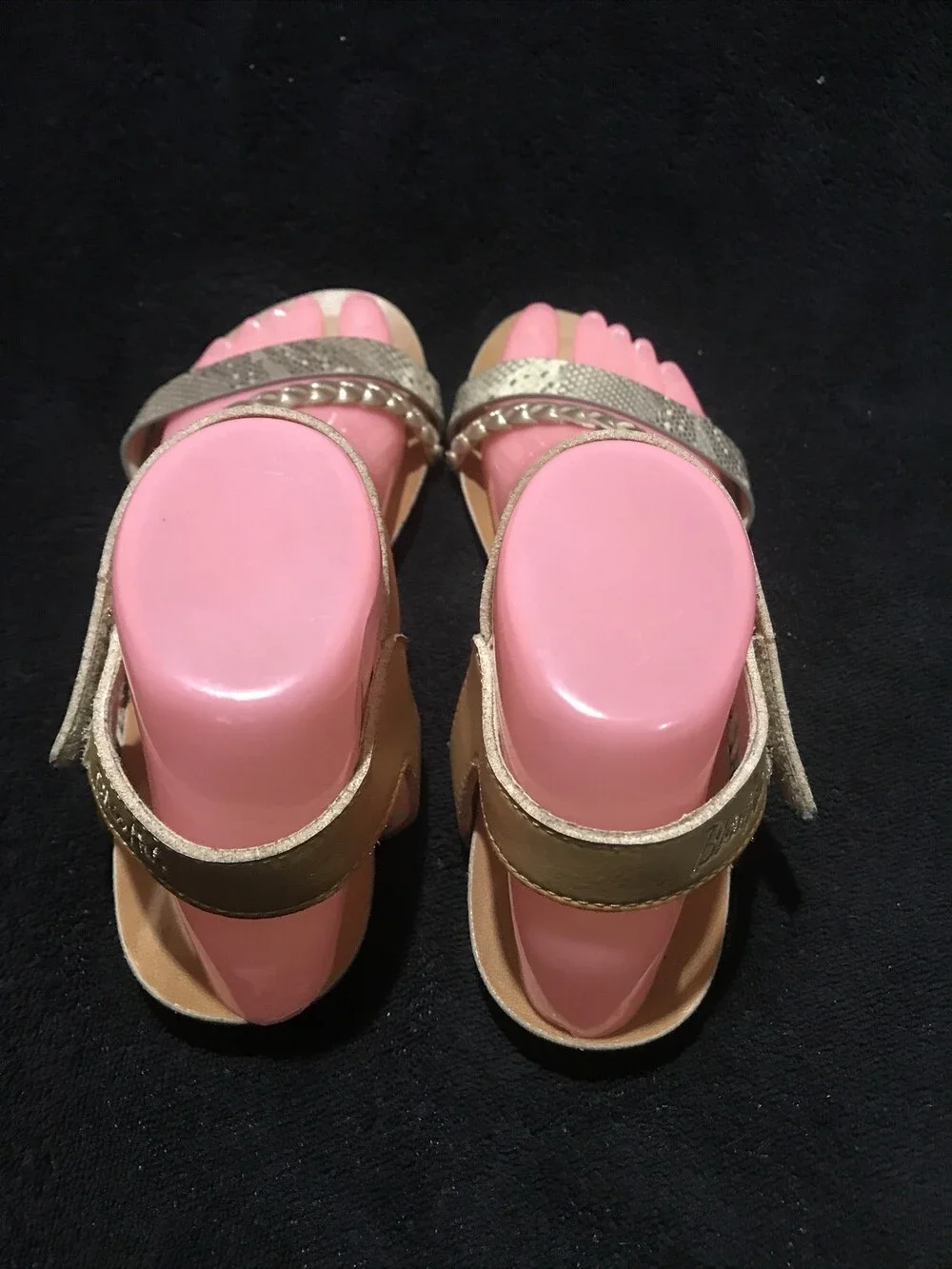 Blowfish Vegan Sandals Size 7M Tan Gold & Snakeskin Flats Shoes Slides